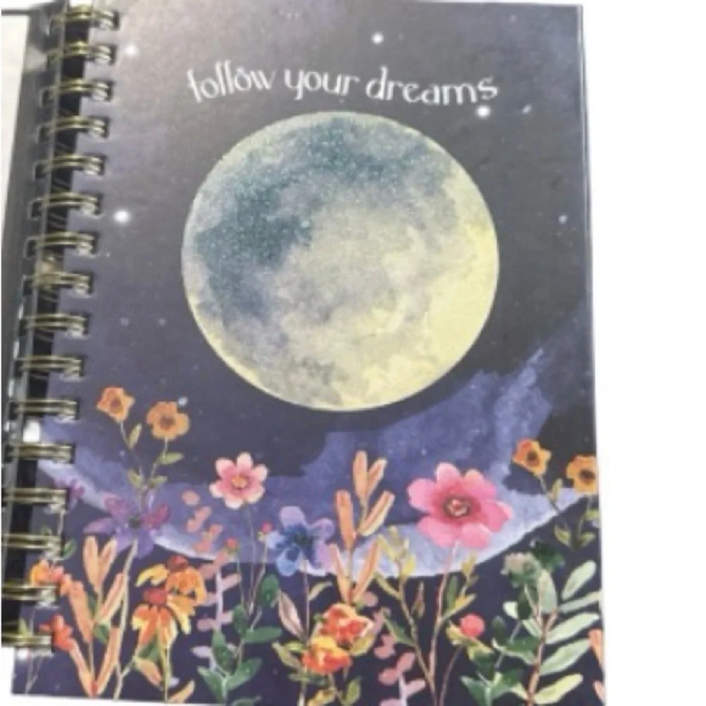 Follow  your dreams Floral Moon Spiral Notebook journal